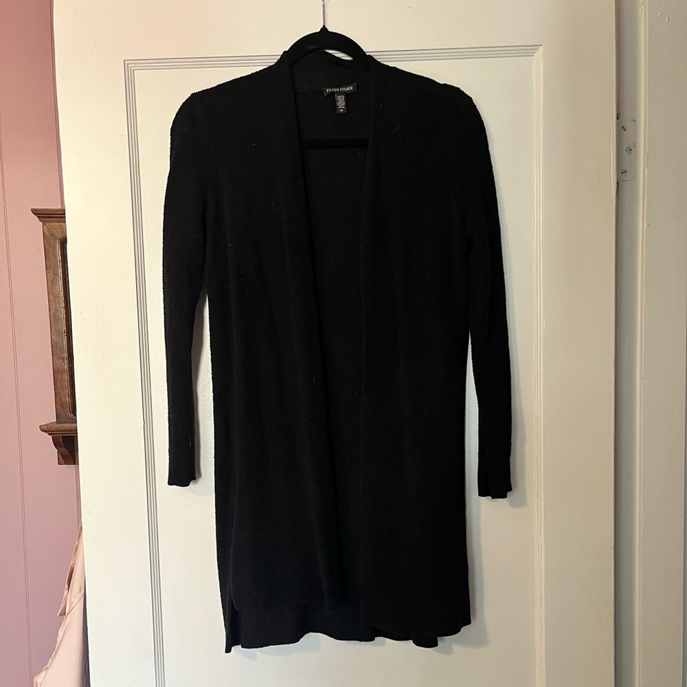 Eileen Fisher open front linen blend cardigan